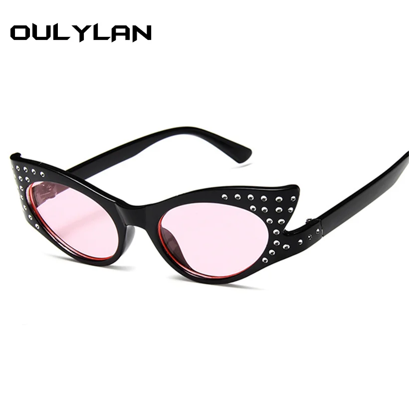 

Oulylan Vintage Cat Eye Sunglasses Women Luxury Rhinestone Sun Glasses Ladies Retro Leopard Pink Sunglass UV400 Eyewear Female