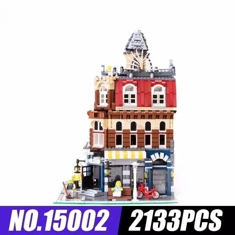 

Lepin 15002 Streetscape Series Corner Coffee Shop Assembling Spelling Insert Blocks Building Plastic Children Toys 2133pcs