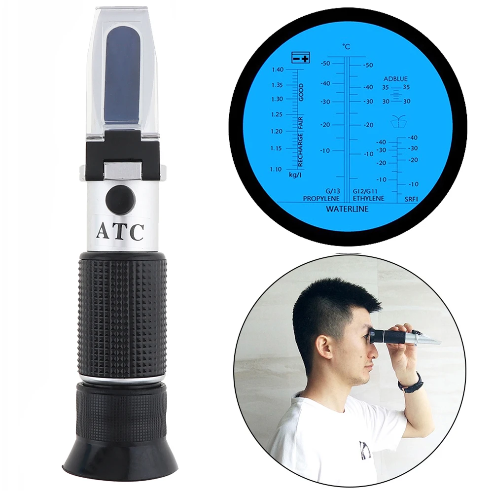 

Hand Held Tester Tool 4 In 1 Engine Fluid Glycol Antifreeze Freezing Point Car Battery Refractometer W ATC With The box