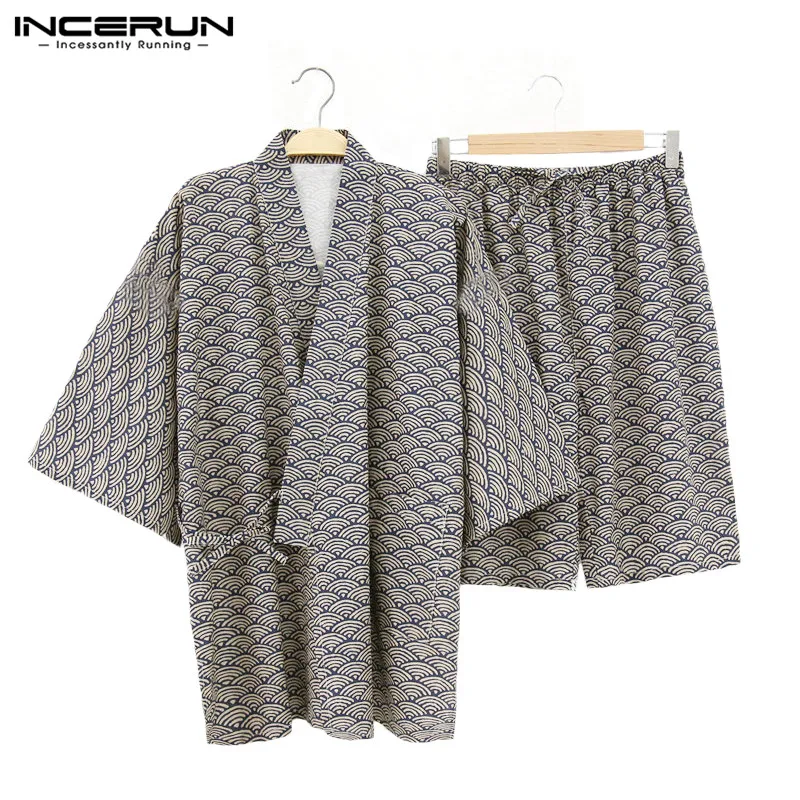Кимоно Костюм Пара Наборы для мужчин женщин пижамы Lounge 5XL тадиональные японские пижамы летние пижамы набор Цветочные Ретро v-образным вырезом пижамы