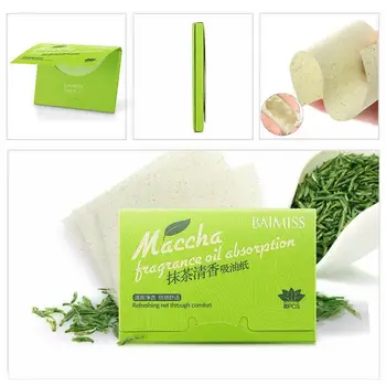 

Matcha Absorbent Paper Oil Absorbing Sheets Deep Cleanser Face Oil Control Tool Blackhead Remover Acne Treatment 100PCS 40