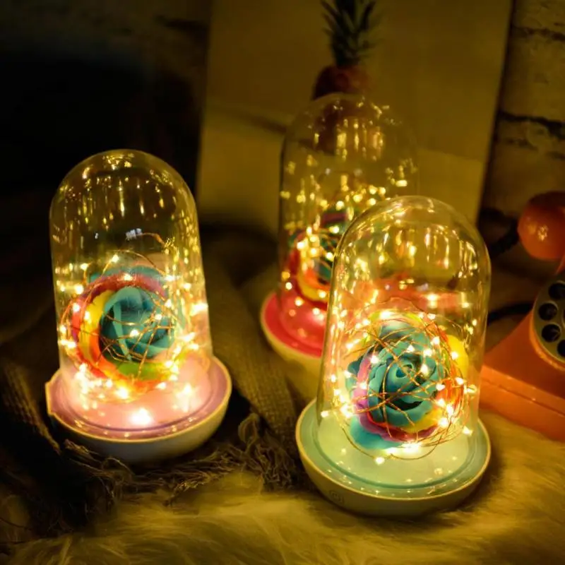 

Romantic Rose Flower LED Lamp USB Charging Valentine Day Home Room Night Light Desk Table Ornament Decorations