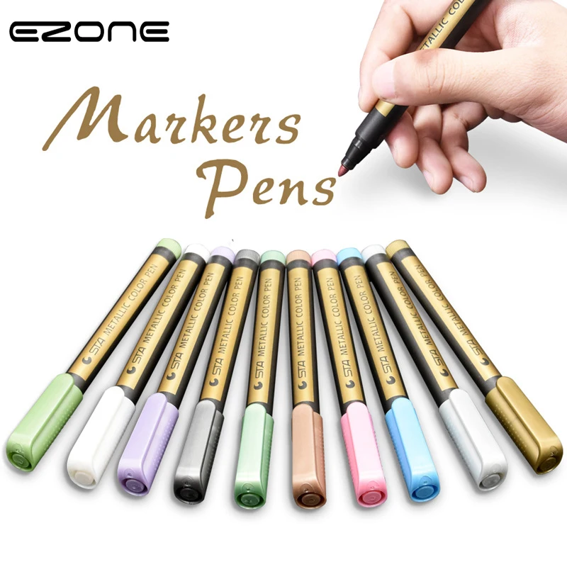

EZONE 1PC Candy Color Mark Pen Highlight Pen For Graffiti Drawing Colored 10 Colors Permanent Paint Markers Students Stationery