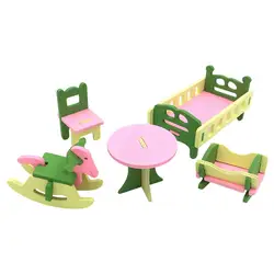 1 компл./5 шт. детские деревянные кукольный домик мебель миниатюрный кукольный домик ребенок играть игрушечные лошадки подарки