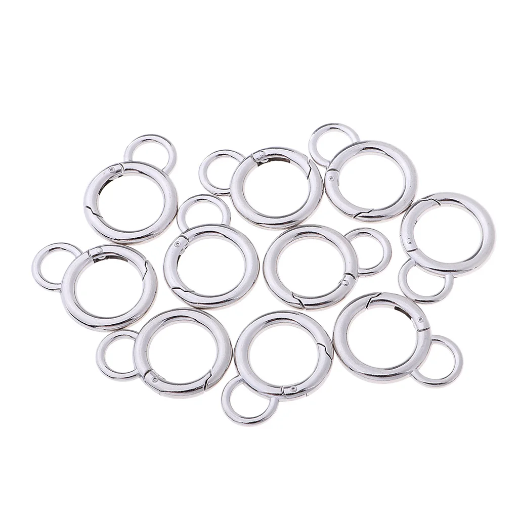 

10pcs Zinc Alloy Figure 8 Shape Carabiner Round Spring Hooks Clips Keychain Camping Hiking Travel