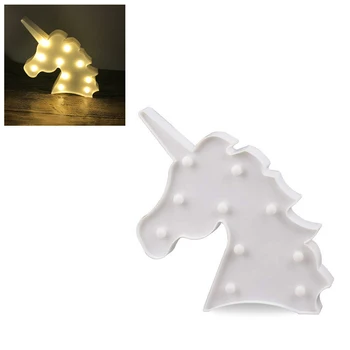 

Cute Unicorn Head Led Night Light Animal Marquee Lamps On Wall For Children Party Bedroom Decor