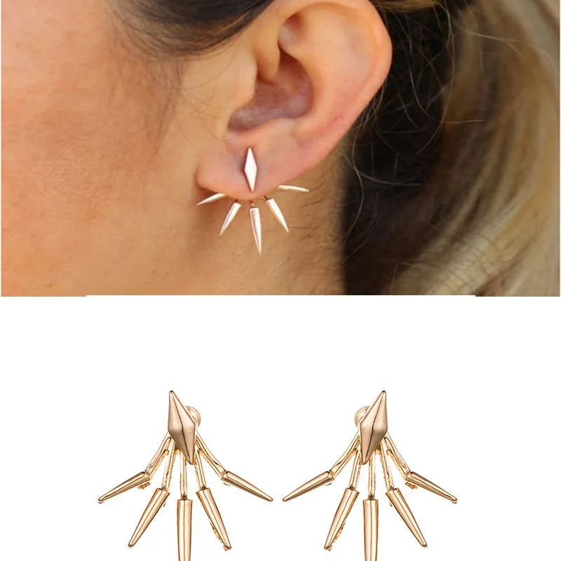 

Fashion Vintage Earring Studs Alloy Gold Finger Bars Shape Earring Drop Punk Concise Style Ear Jewelry Accessories 2019