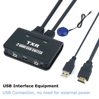 

2 Ports HDMI KVM Switch with Cables for USB Devices PC Laptop Computer