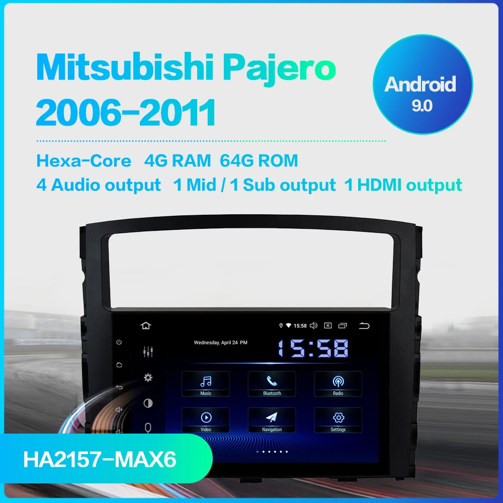 Top Dasaita 9" IPS Car Multimedia Player Android 9.0 For Mitsubishi Pajero V97 V93 2006 2007 2008 2009 2011 GPS DSP 1024*600 1
