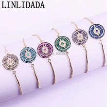 6 шт. микро Pave CZ кубический цирконий круглый глаз браслет для женщин и мужчин модные ювелирные изделия подарок