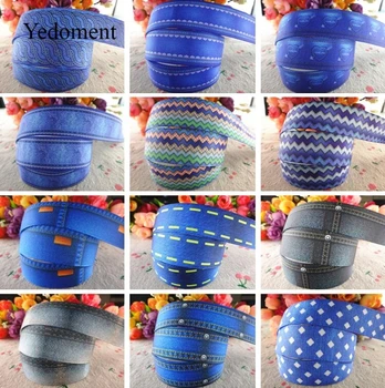 

17110429,New arrival 7/8" (22mm) 10 yards/lot denim printed grosgrain ribbons cartoon ribbon DIY handmade materials