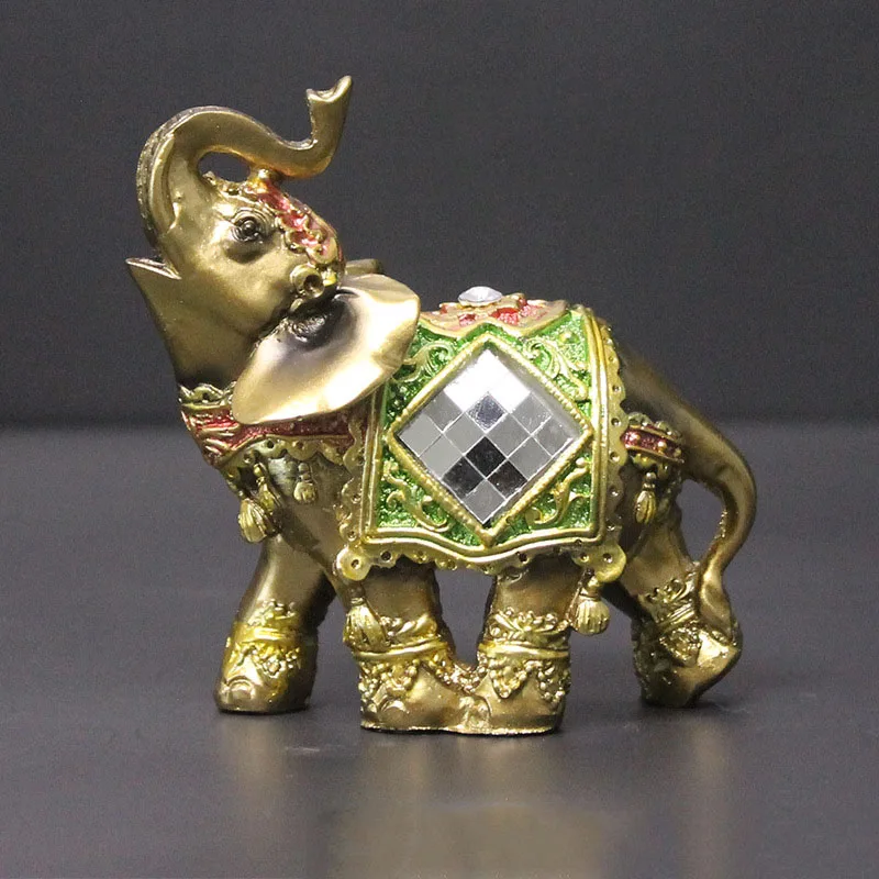 

Elegant Elephant Trunk Statue Luck Wealth Figurine Crafts Ornaments Gift for Home Office Decoration