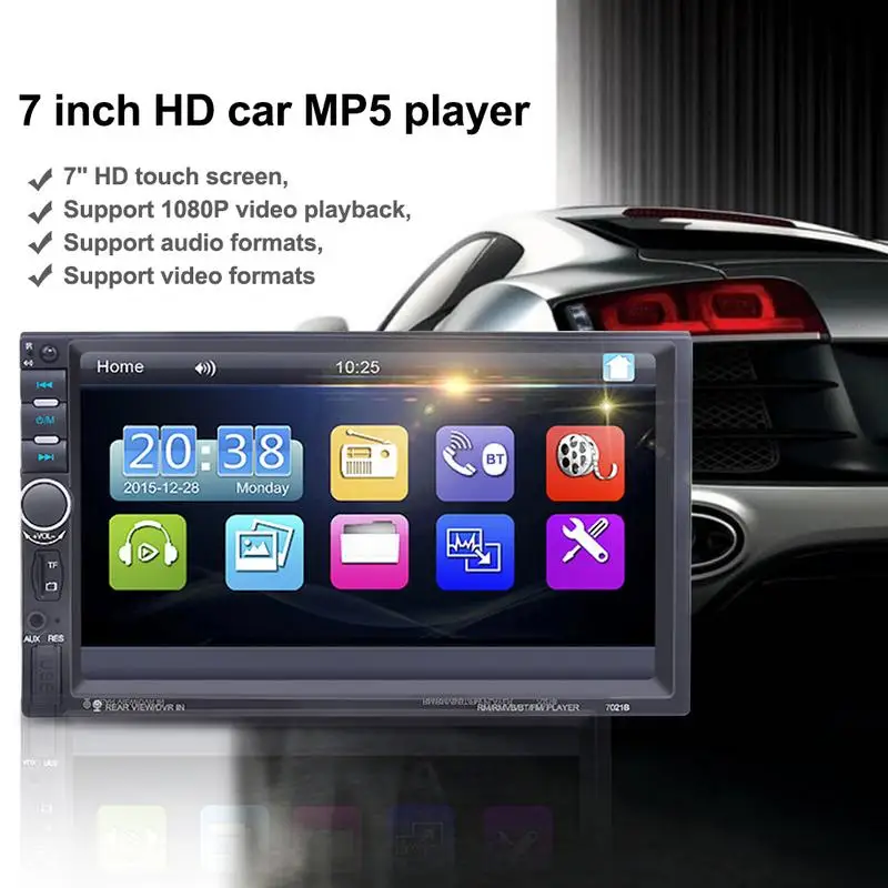 

Universal 7 Inch 2 Din Car Radio MP5 Multimedia Player HD Touch Screen Audio Stereo Bluetooth USB Support Rear View Camera