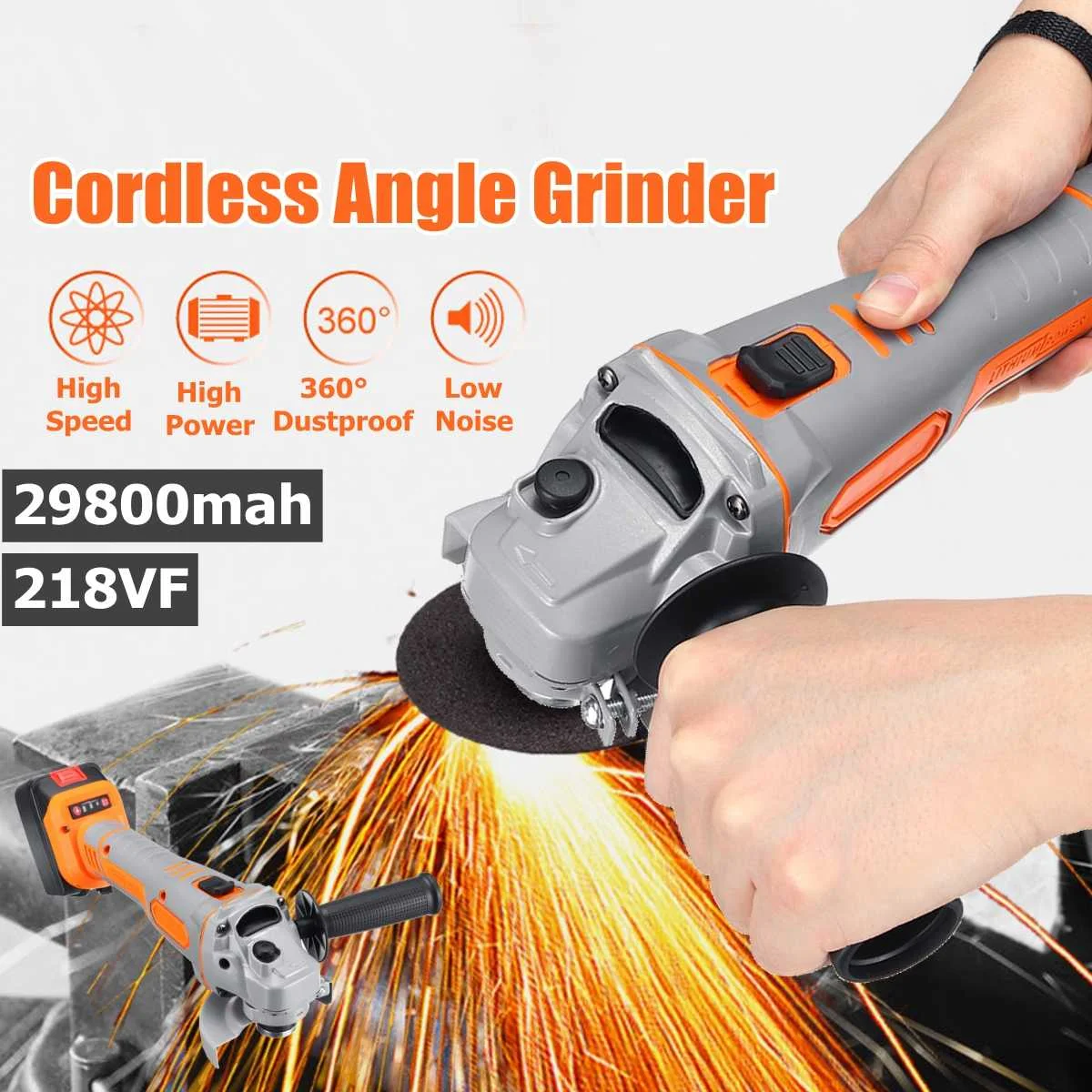 

188/218vf 29800mah Electric Angle Grinder Cordless Polisher Polishing Machine Cutting Tool Set with Rechargeable Lithium Battery