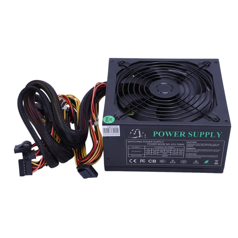 200 260 В Макс 650 Вт блок питания Psu Pfc 14 см бесшумный вентилятор 24Pin 12В ПК компьютер Sata