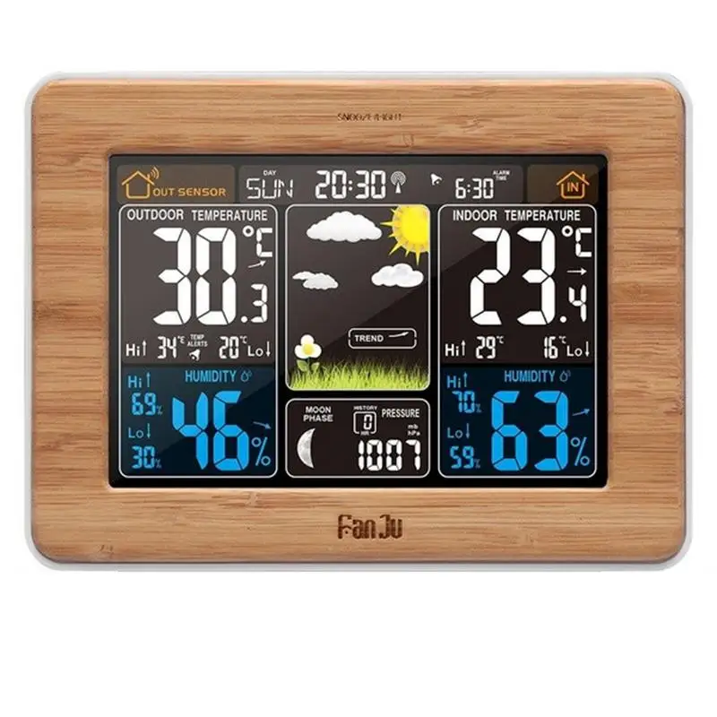 

Weather Station Color Forecast With Alert Temperature Humidity Barometer Alarm Moon Phase Humidity Battery Powered Snooze Date