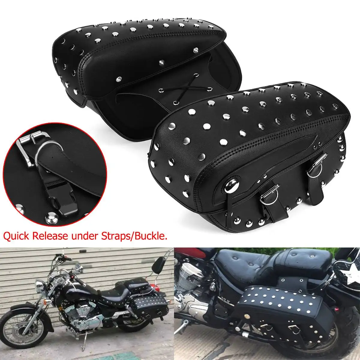 

Pair Motorcycle PU Leather Saddlebag Side Bags For Harley Sportster 1200XL 883