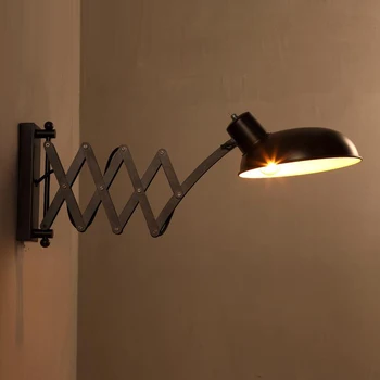 

retractable wall sconce Black iron wall lamp Loft Vintage Wall sconces extend arm wall light swing arm led sconce lighting home