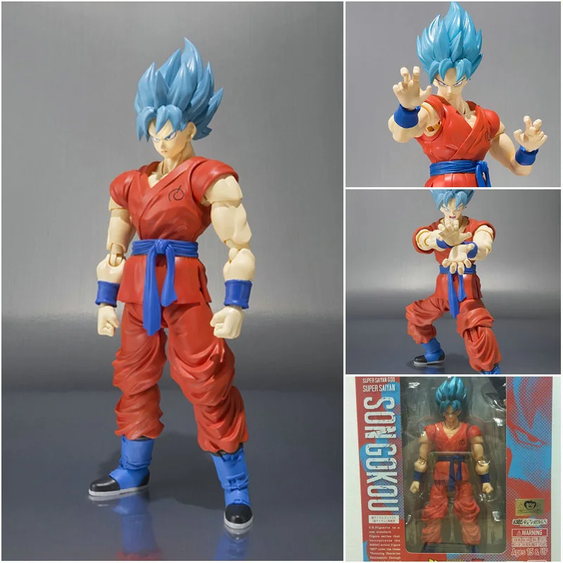

Anime Figurine SHF Figuras Dragon Ball Z Blue Hair Son Goku Joint Moveable PVC Action Figure Children Model toys for children