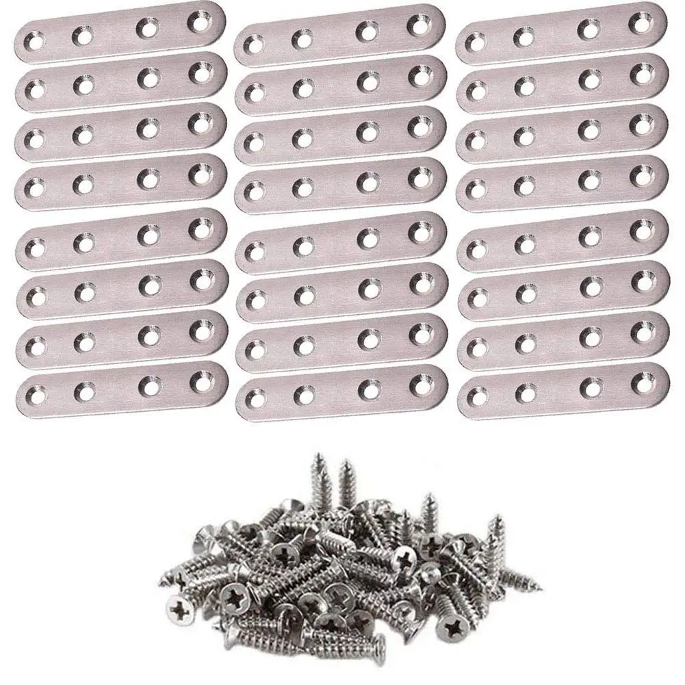 

24pcs Corner Bracket 3 inches Stainless Steel Flat Straight Brace Bracket Mending Repair Plate FixingBracket Connector Drop Ship
