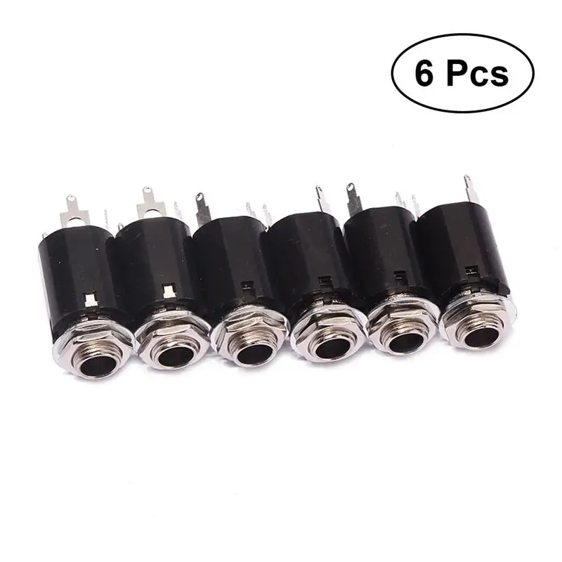 

6 PCS/ Pack 1/4 Inch Guitar Threaded Cylinder Endpin Jack Flush Mount Input Output Jack Plug Socket for Electric Guitar Bass