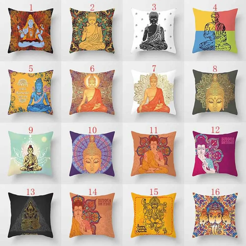 

Elephant Ganesha Buddha Waist Cushion Pillow Case Cover Sofa Home Decor Sofa pillow Covers New