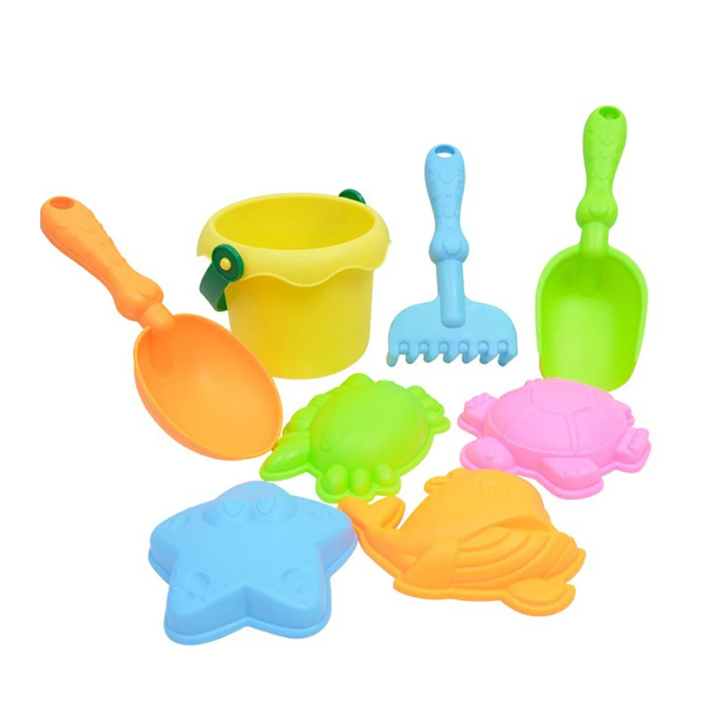 

8Pcs Castle Sand Tools Beach Set Multicolor Creative Sand Mold Kits with Cartoon Molds and Bucket for Pools Backyard and Sandbox