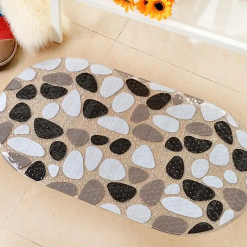 

Cobble Style Bath Mat Non-Slip Shower Waterproof Carpet PVC Rug Colored Stone bath mat 69*39CM