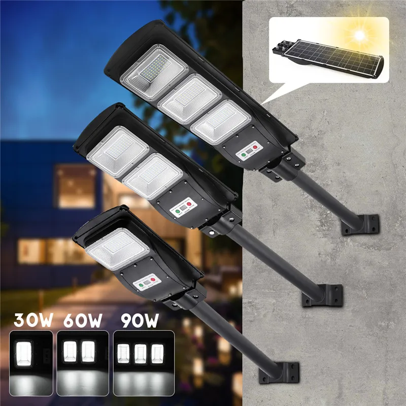  LED Solar Street Light 30W 60W 90W LED Light Radar PIR Motion Sensor Wall Timing Lamp+Remote Waterp - 32968674815
