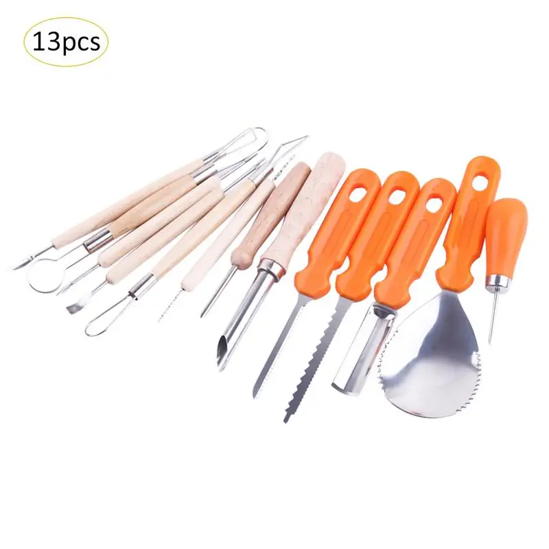 

13PCS Halloween Pumpkin Carving Cutter Melon Fruit Kitchen Cutter Children Pumpkin Lamp Decoration Tool Carving Cutter Props