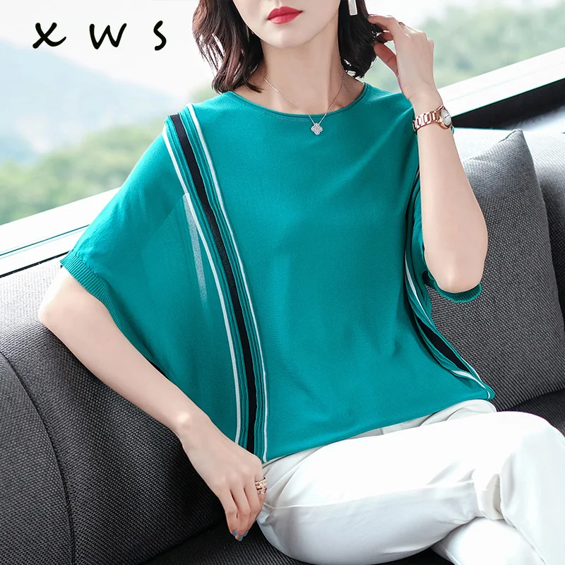 

Summer Women Pullover White Tops Short Sleeve Casual New Arrival 2019 Korea sweater Lady Pull Femme Hiver Black Knitwear