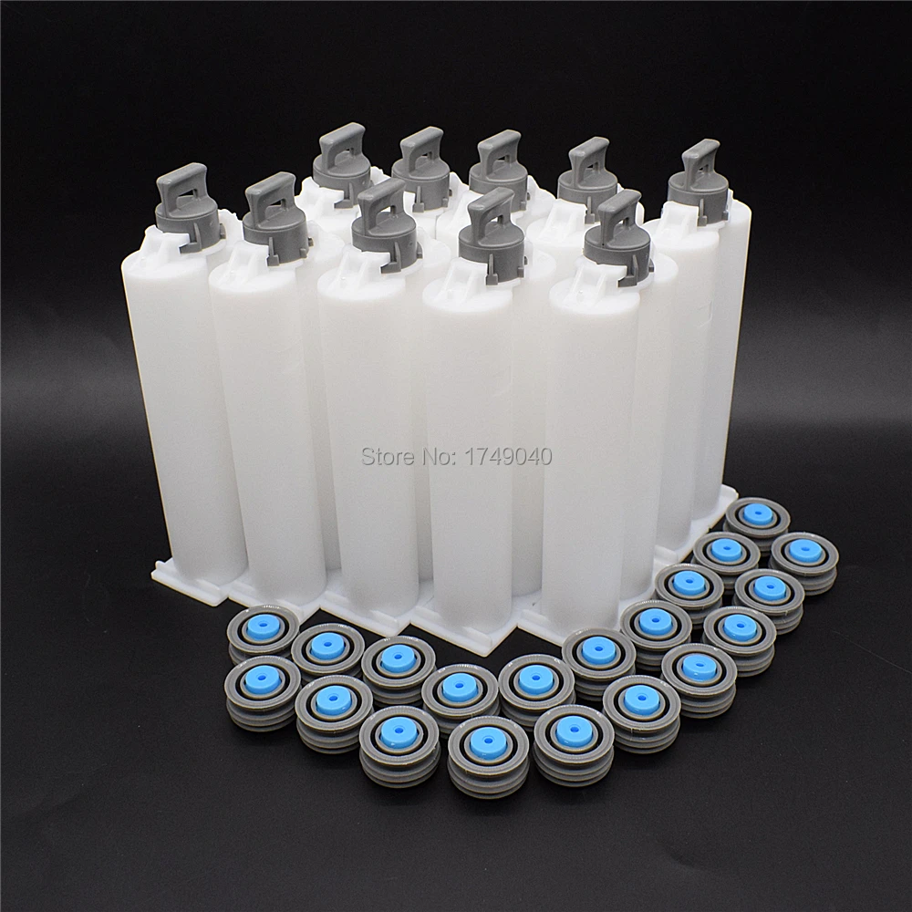 

10 Sets AB Epoxy Gun Cartridge 50ml 1:1 Disposable Dual Glue Cartridge PP Mixer Tube for AB Glue Gun Dispensing Guns Tool