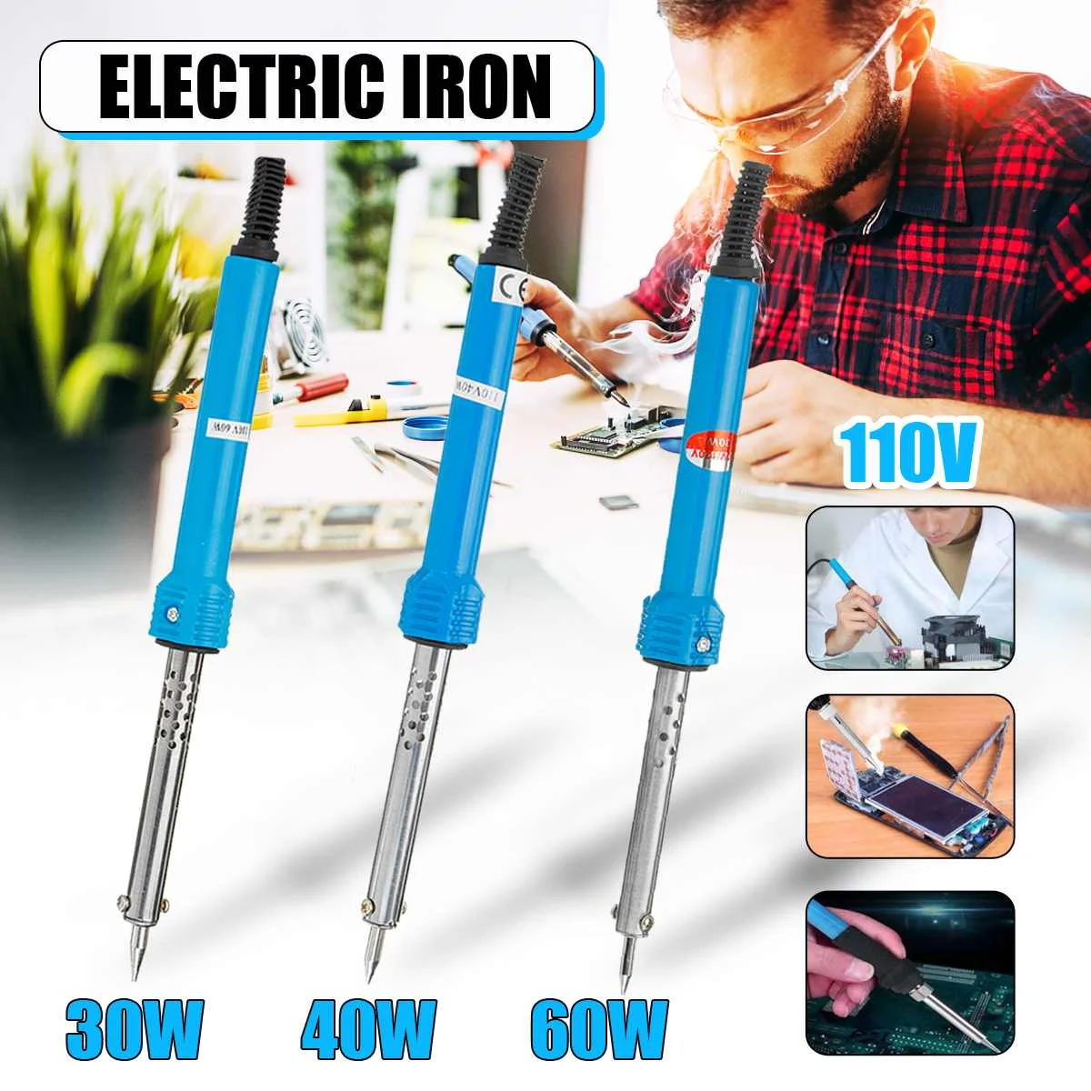 

Soldering Iron 110V 30/40/60W Electric Solder Iron Rework Station Mini Handle Heat Pencil Welding Repair Tools US Plug