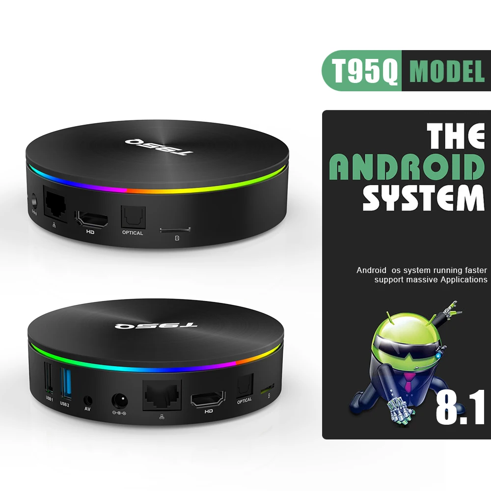 T95Q 4GB 64GB Android 8.1 LPDDR3 Amlogic S905X2 TV BOX Quad Core 2.4G&5GHz Dual Wifi BT4.1 1000M H.265 4K Media Player Smart Box