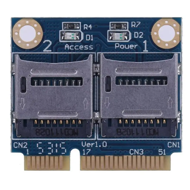 Мини PCIE карта памяти адаптер PCI-E для двойной TF SDHC SDXC Reader Converter
