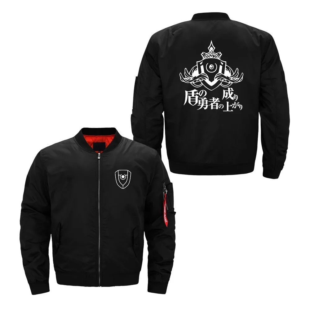 

US size Mens Jacket Anime Rising Shield Hero Thicken Coat Zipper Tate no Yuusha no Nariagari Flight Jackets Flying Suit