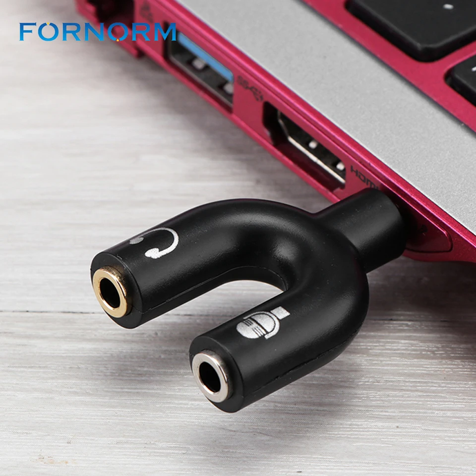 

Fornorm 3.5mm Stereo Audio Splitter Headset Adapter Earphone Connector 1 Male to 2 Female Headphone with Separated Microphone