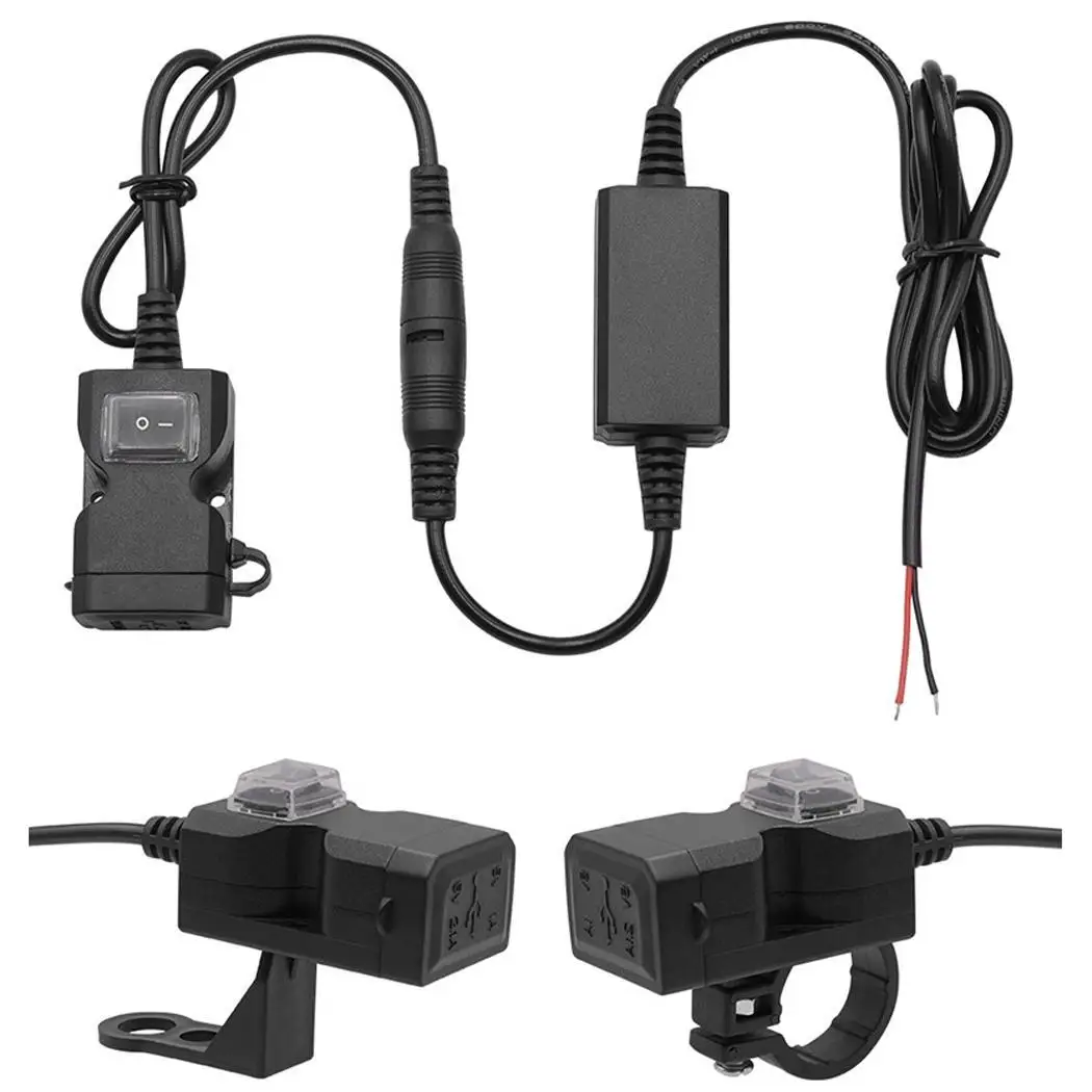 

Waterproof Dual USB Motorcycle Handlebar Charger Stylish design with distinctive look. For Mobile 80cm Phone