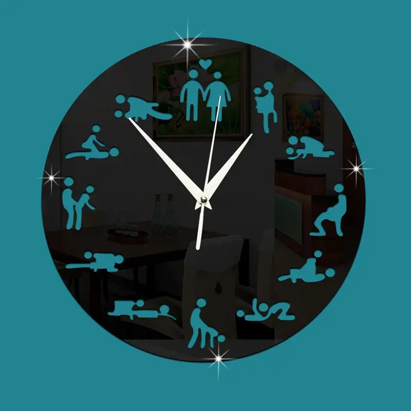 Современный дизайн сексуальная позиция немой настенные часы для спальни настенные украшения беззвучные часы свадебные подарочные настенные часы черный