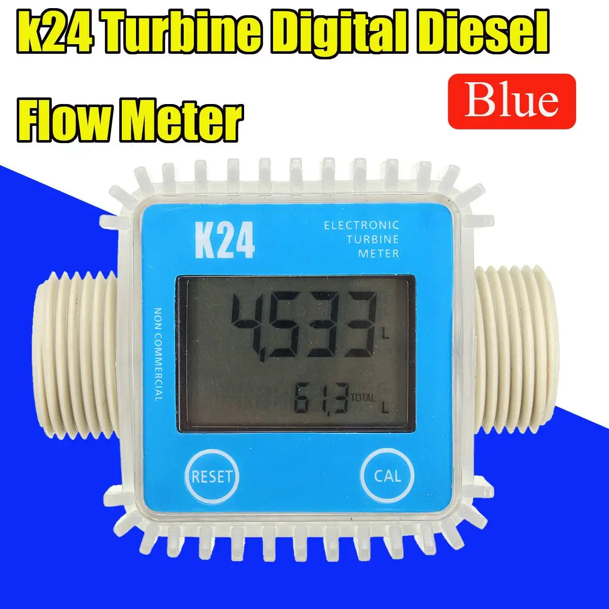 

1pcs K24 LCD Blue Turbines Digital Diesel Fuel Flow Meter For Chemicals Water Sea Liquid flowmeter Measuring Tools