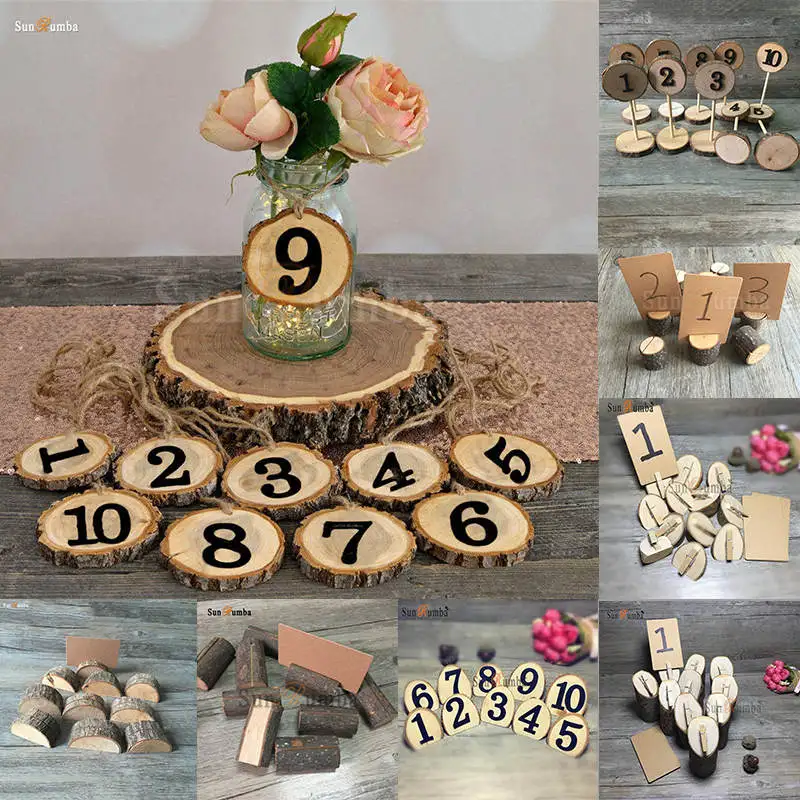 

Set of 10pcs Woodland Wedding Table Number Holders Shabby Rustic Place Card Table Decor Centerpiece Wood Table Menu Stand Signs