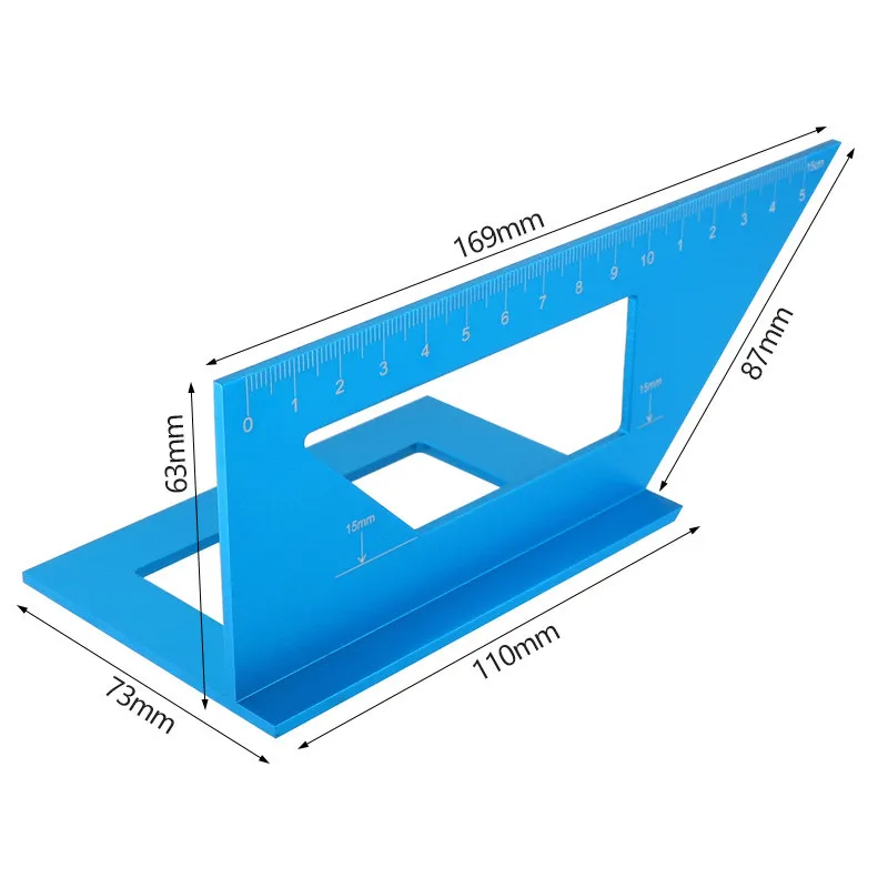 

DANIU Aluminum Alloy Woodworking Scriber T Ruler Multifunctional 45/90 Degree Angle Ruler Angle Protractor Gauge Durable