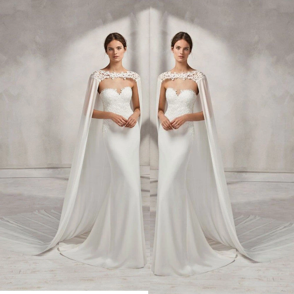 ウェディングマント白 アイボリーブライダルドレス岬シフォンショールレースラップジャケット Wedding Jackets Wrap Aliexpress