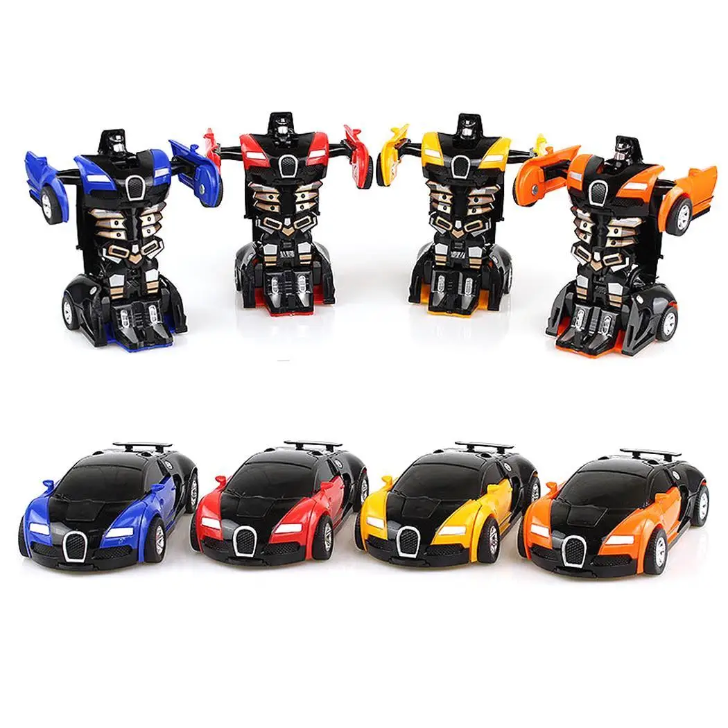 

Cartoon Crash Deformation Transforming Robot Car Toy Kids 4 colors cartoon robot car toy kids. Game Gift