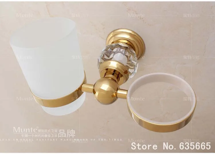 Хрустальное украшение золото латунь ванная комната двойной зубная щетка держатель для стакана полка кружка для полоскания сантехнические аксессуары