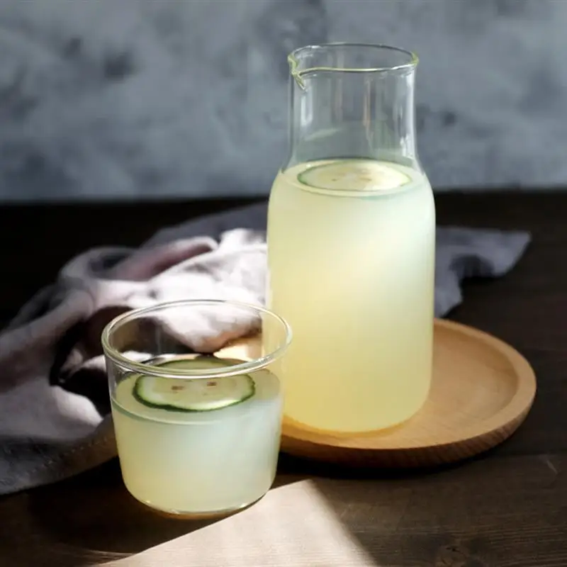 Glass Cold Hot Water Bottle Cup Sets Drinking Cups Glass Jug Tumbler Bottles Flower Tea Coffee Juices Milk Cola Wine Beer Cups