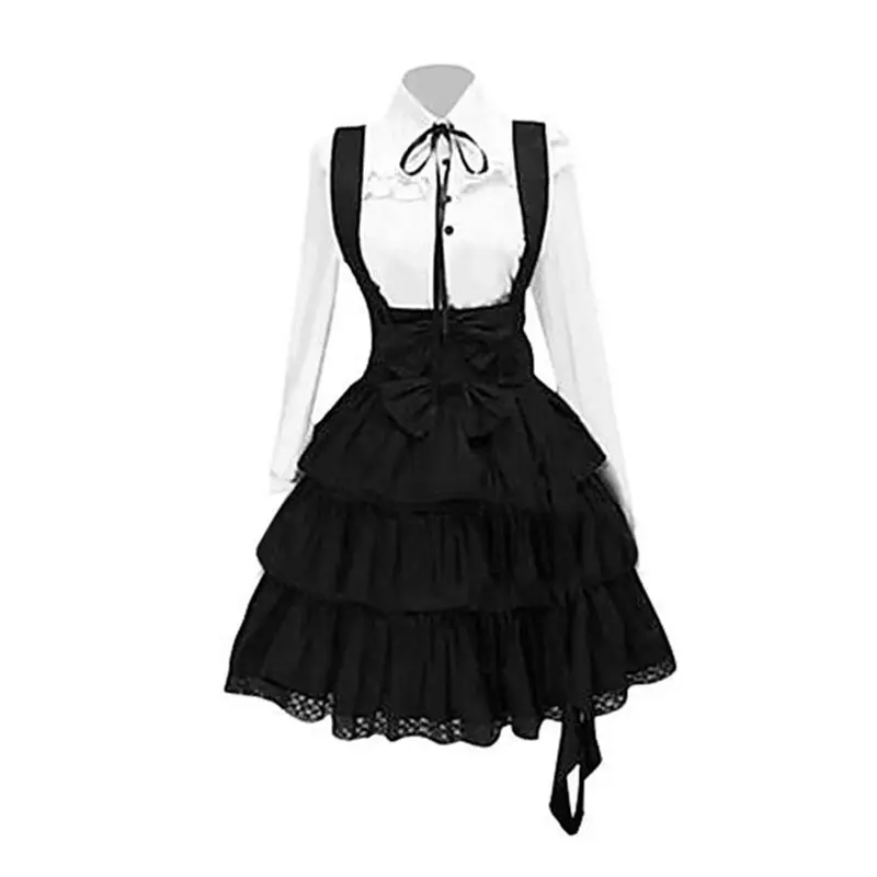 

Vintage Elegant Party Gothic Summer Women Lolita Dresses Big Size Chic Ruffles Lace Up Bowknot Retro Princess Female Goth Dress