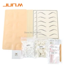 Микроблейдинг татуировки Обучающие наборы для бровей татуировки перманентный макияж красота с 30 игольчатым лезвием 5 практичная кожа глубокий кофе чернила