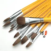 6 шт. кисть для рисования из ласки для волос 1-12 номер утиный язык плоская голова художественные канцелярские принадлежности Школьные принадлежности