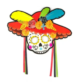 

Pack of 4pcs Day Of The Dead Decorations Halloween Mask Party Supplies Mexican Skull Mask Sugar Skull Masks Photo Booth Props